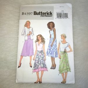 BUTTERICK B4397 Sz 6-12 Fast & Easy Misses skirt in 4 variations new & u…